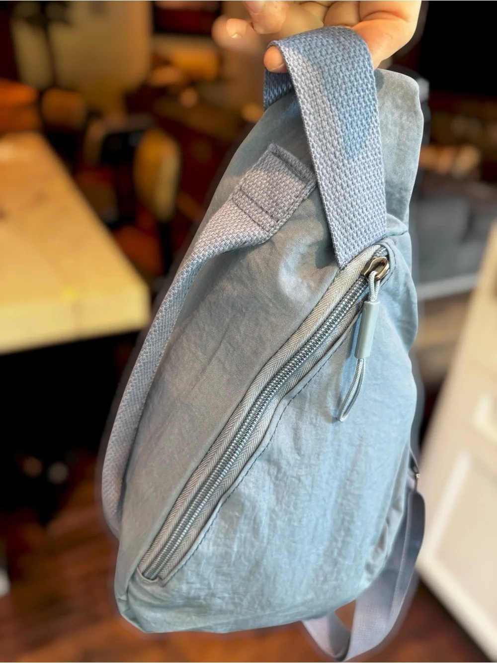 New Lightweight Blue/Gray Small Sling Bag Casual Crossbody Nylon Day Pack